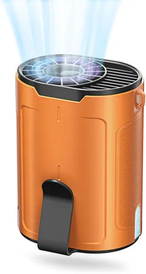 Portable Waist Fan, Shirt Fans Rechargeable with 25H Battery Life, 4 Speed Powerful Belt Fan with 6600 RPM Personal Cool Clip Fans Under Shirt for Men Women Farm Work Outdoor Hiking - Orange