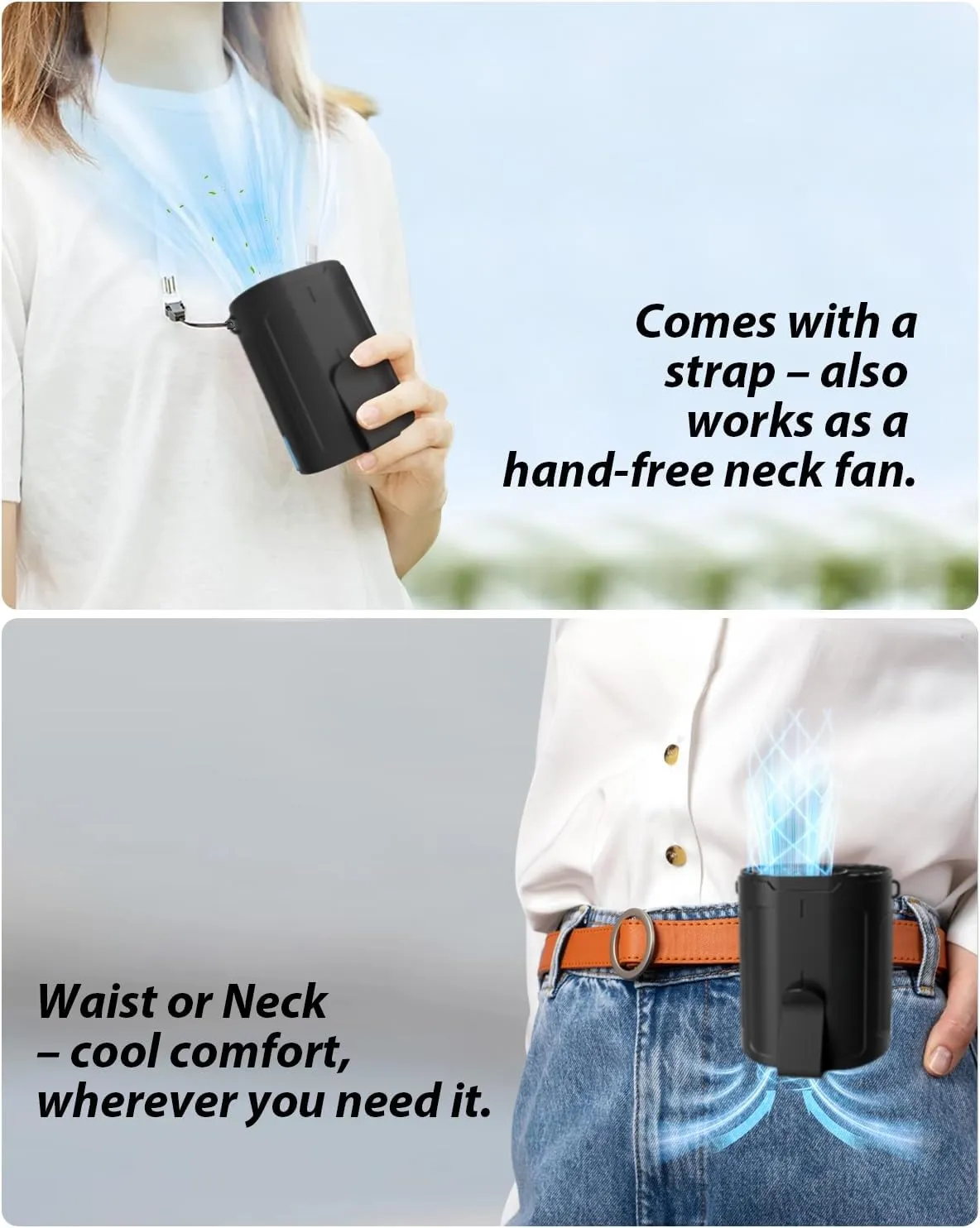 Portable Waist Fan, Shirt Fans Rechargeable with 25H Battery Life, 4 Speed Powerful Belt Fan with 6600 RPM Personal Cool Clip Fans Under Shirt for Men Women Farm Work Outdoor Hiking - Orange