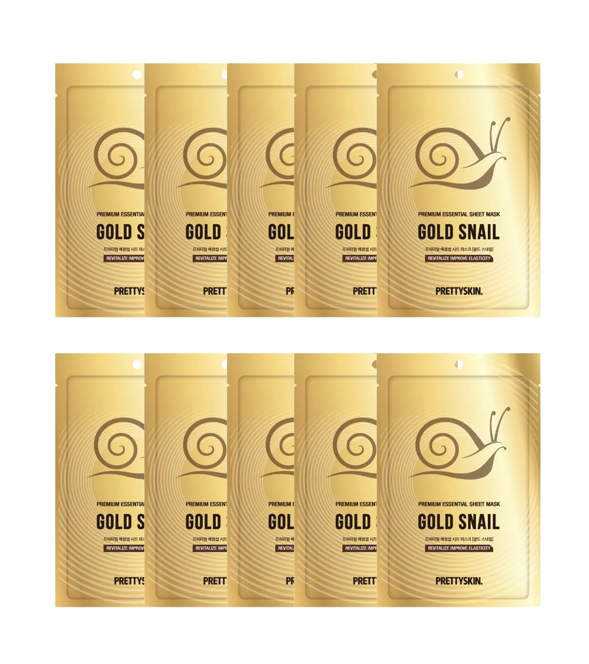 Premium Essential Sheet Mask Gold Snail 23g-Intense Mositure, Lasting Hydration (Pack of 10)