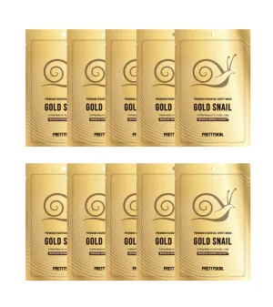 Premium Essential Sheet Mask Gold Snail 23g-Intense Mositure, Lasting Hydration (Pack of 10)