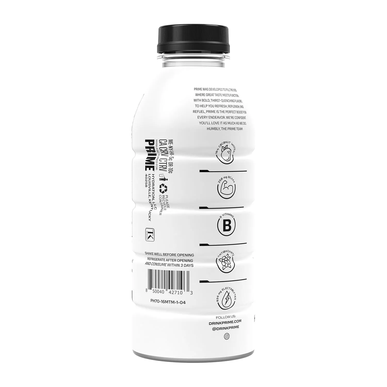 PRIME Hydration META MOON | Sports Drinks | Electrolyte Enhanced for Ultimate Hydration | 250mg BCAAs | B Vitamins | Antioxidants | 2g Of Sugar | 16.9 Fluid Ounce | 12 Pack
