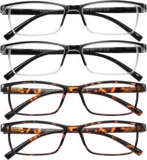 Przene Reading Glasses for Men Women Blue Light Blocking Readers Spring Hinges Lightweight Style Pack