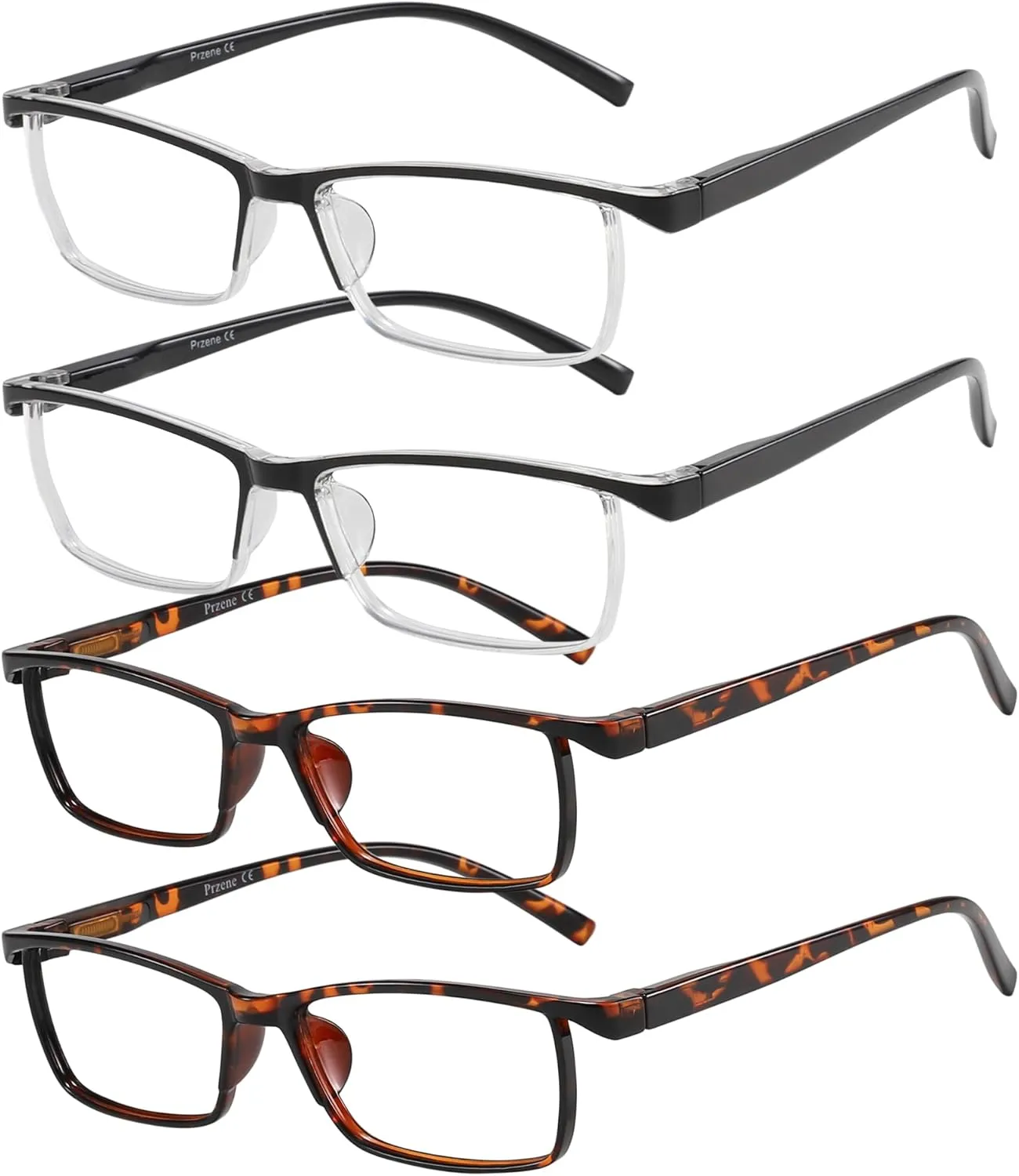 Przene Reading Glasses for Men Women Blue Light Blocking Readers Spring Hinges Lightweight Style Pack