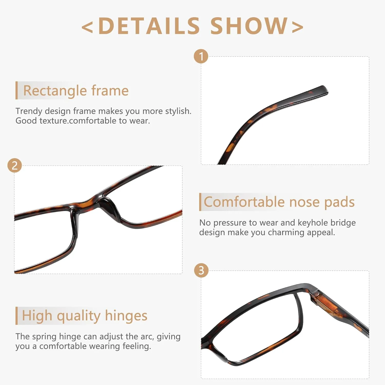 Przene Reading Glasses for Men Women Blue Light Blocking Readers Spring Hinges Lightweight Style Pack