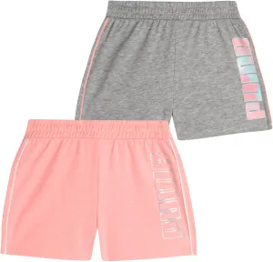 PUMA Girls' Athletic Shorts - 2 Pack Lightweight Performance Cotton French Terry Activewear Shorts (Sizes: 7-16)