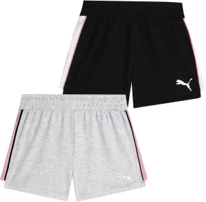 PUMA Girls' Athletic Shorts - 2 Pack Lightweight Performance Cotton French Terry Activewear Shorts (Sizes: 7-16)