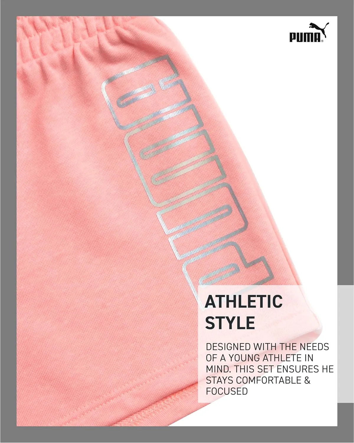PUMA Girls' Athletic Shorts - 2 Pack Lightweight Performance Cotton French Terry Activewear Shorts (Sizes: 7-16)