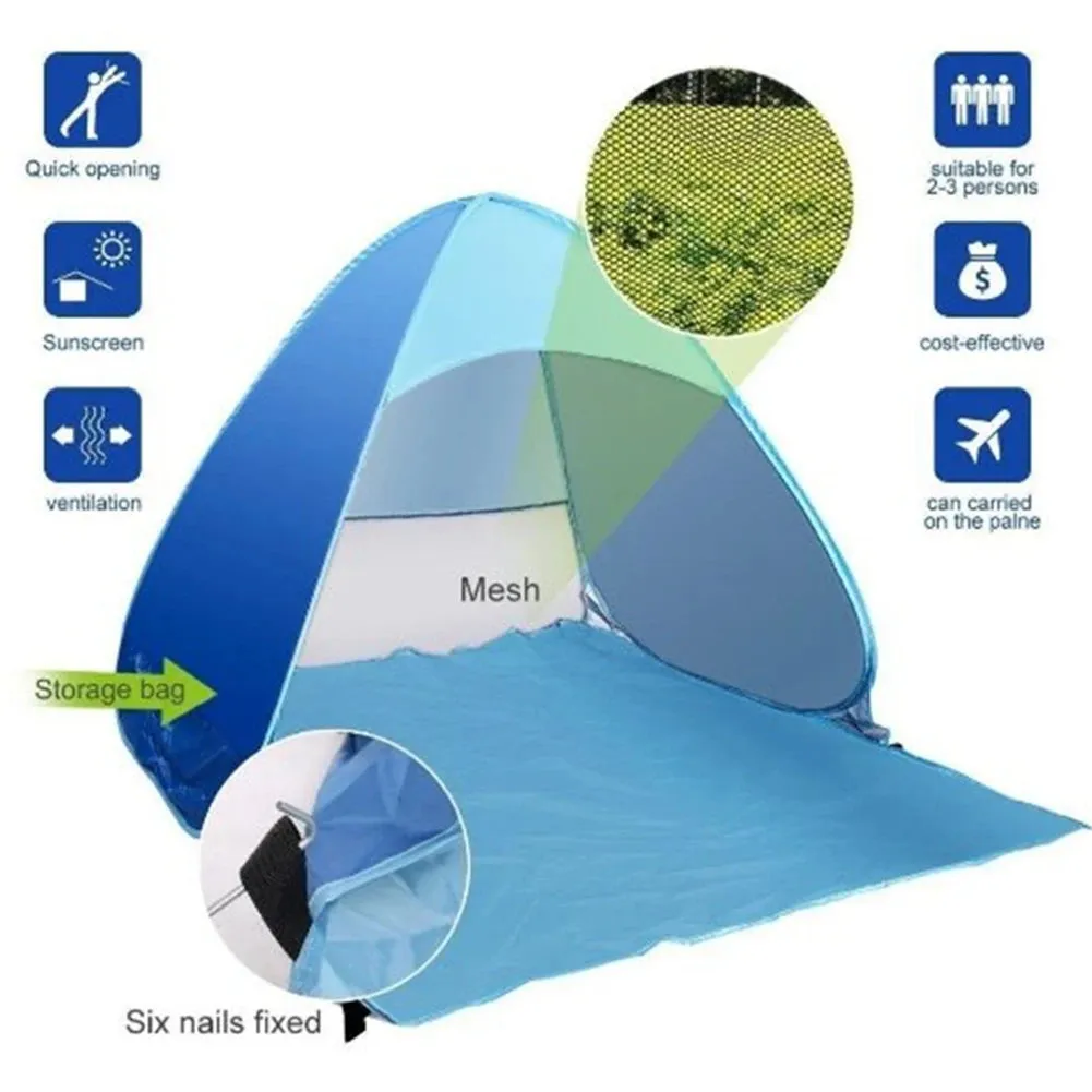 Quick Automatic Beach Tent - UPF50  Outdoor Sun Shelter, Portable Beach Canopy for Camping and Fishing