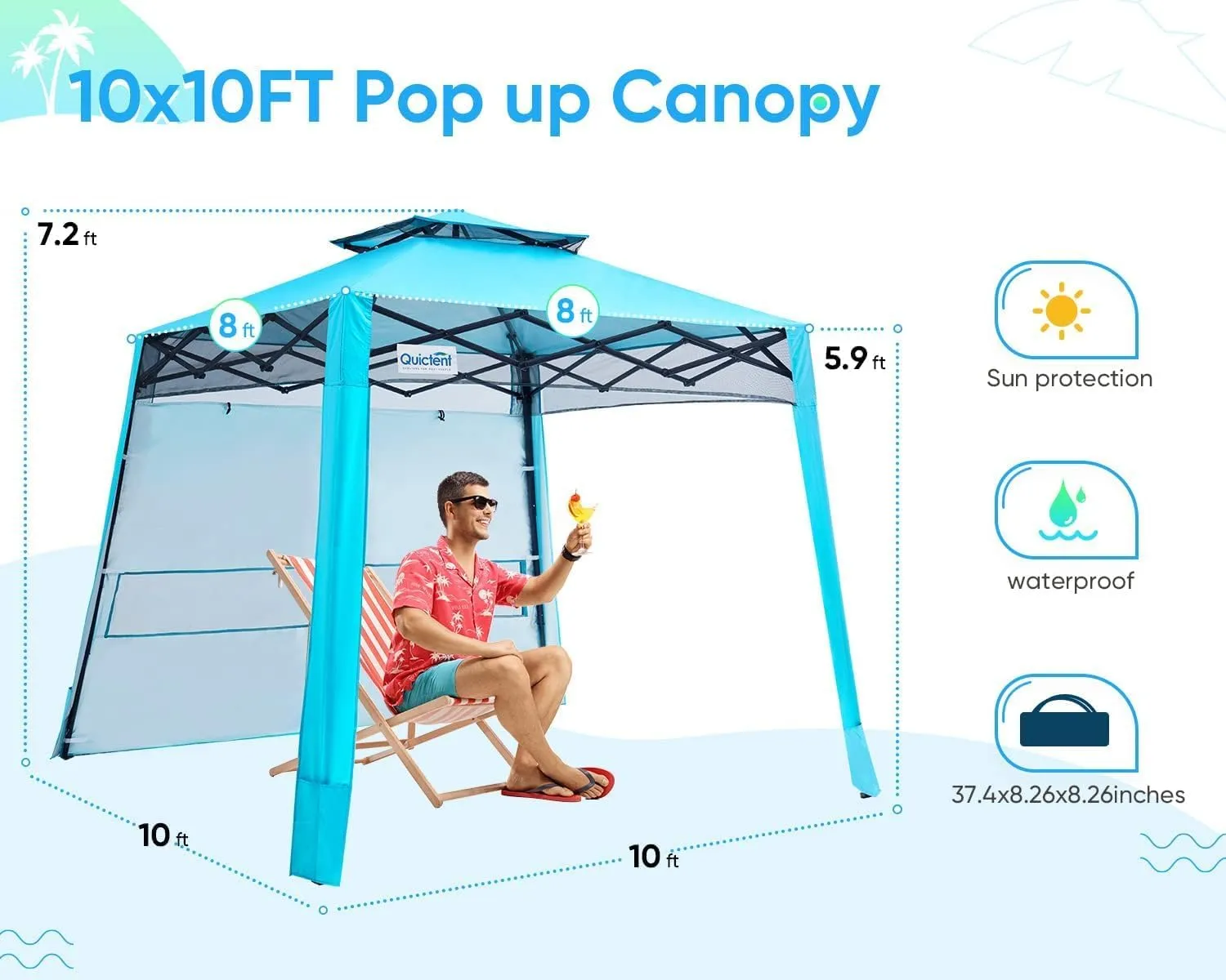 Quictent 10x10 Pop Up Canopy Tent Lightweight, Portable, and Versatile for Beach and Sporting Events with Sun Protection and Easy Setup