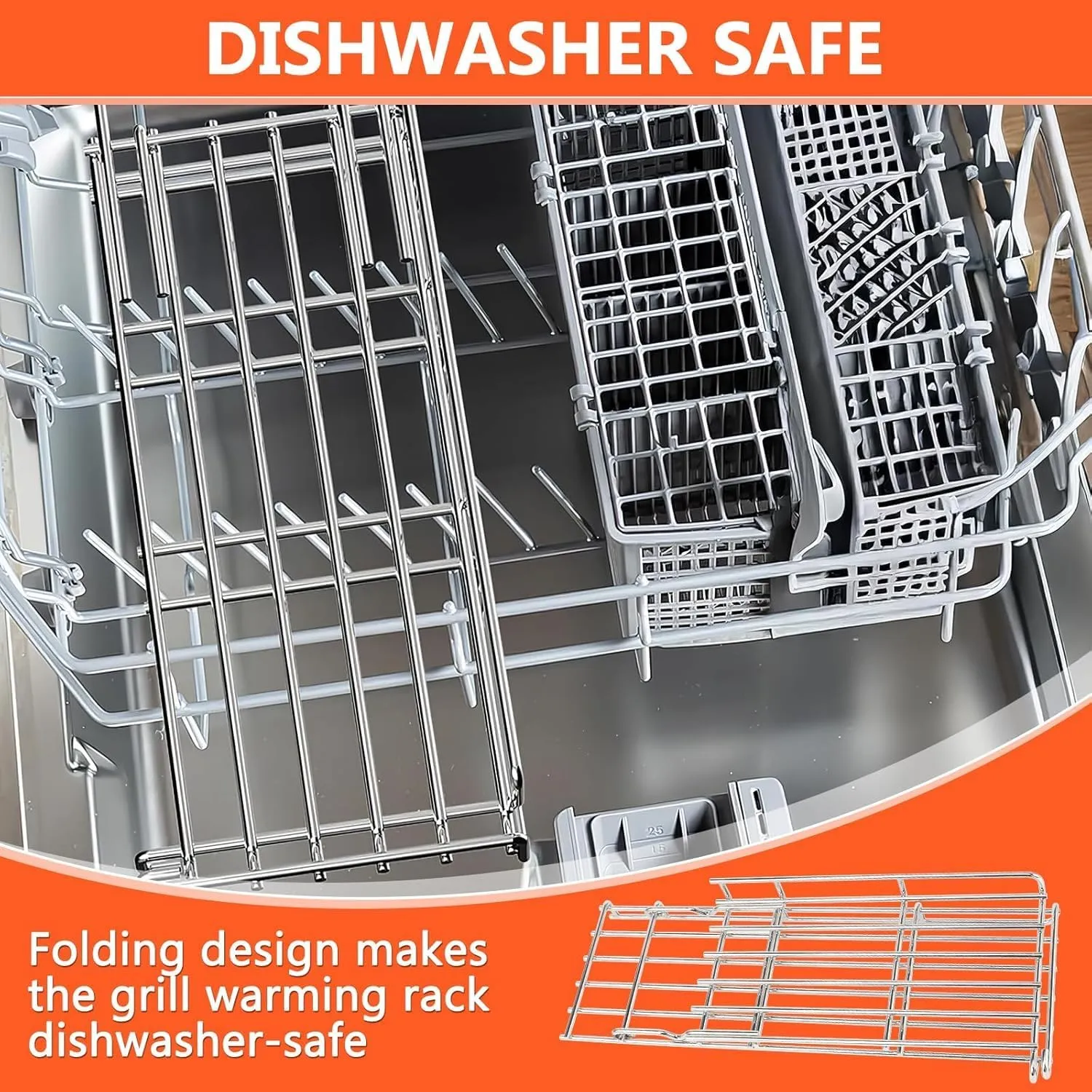 QuliMetal Grill Warming Rack for Weber Genesis II 400 Series Gas Grills, Grill Parts for Weber Genesis 2 E/S/SE-410, II E/S-435 Series, Foldable Stainless Steel Replacement Parts for 66045