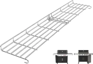 QuliMetal Grill Warming Rack for Weber Genesis II 400 Series Gas Grills, Grill Parts for Weber Genesis 2 E/S/SE-410, II E/S-435 Series, Foldable Stainless Steel Replacement Parts for 66045