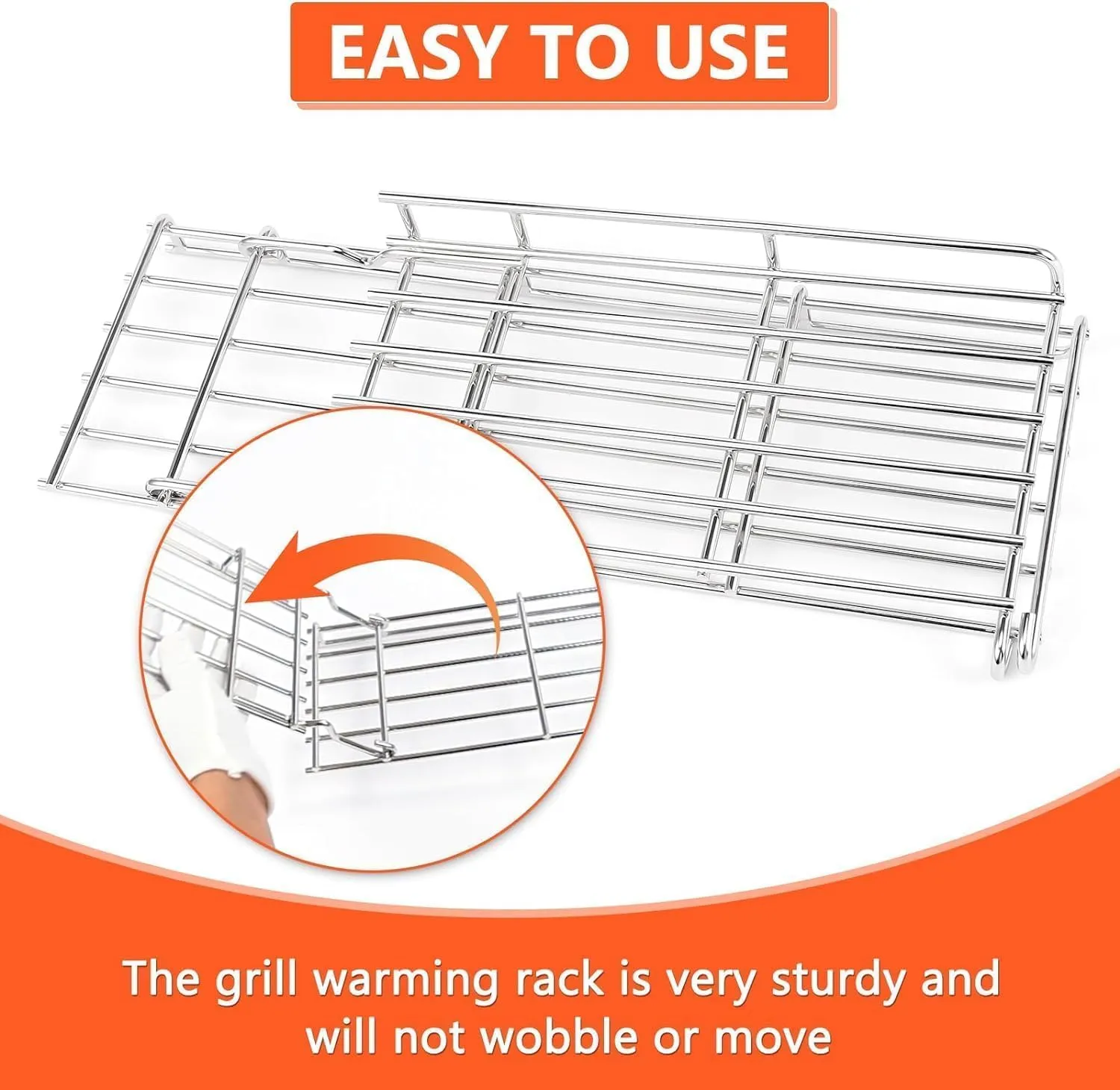 QuliMetal Grill Warming Rack for Weber Genesis II 400 Series Gas Grills, Grill Parts for Weber Genesis 2 E/S/SE-410, II E/S-435 Series, Foldable Stainless Steel Replacement Parts for 66045
