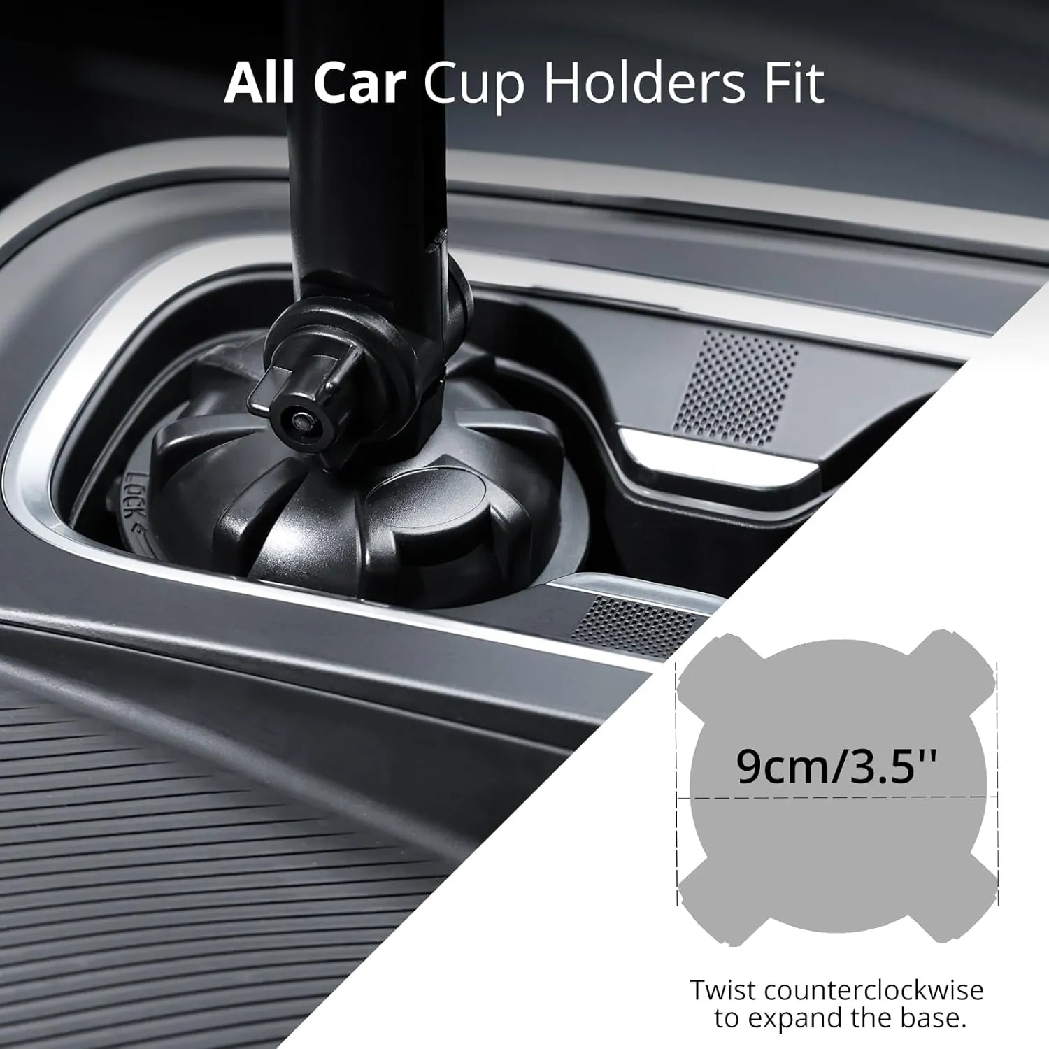 Radioddity RH1 Cup Holder Radio Mount, Adjustable Length and Height, Secure and Stable for Handheld Radio, Car Mobile Radio, Two Way Radio, Walkie Talkies