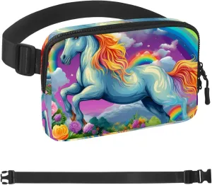 Rainbow Flower Unicorn-109 Crossbody Fanny Pack for Men&Women,Belt Bag for Travel Casual Walking Running Hiking Cycling