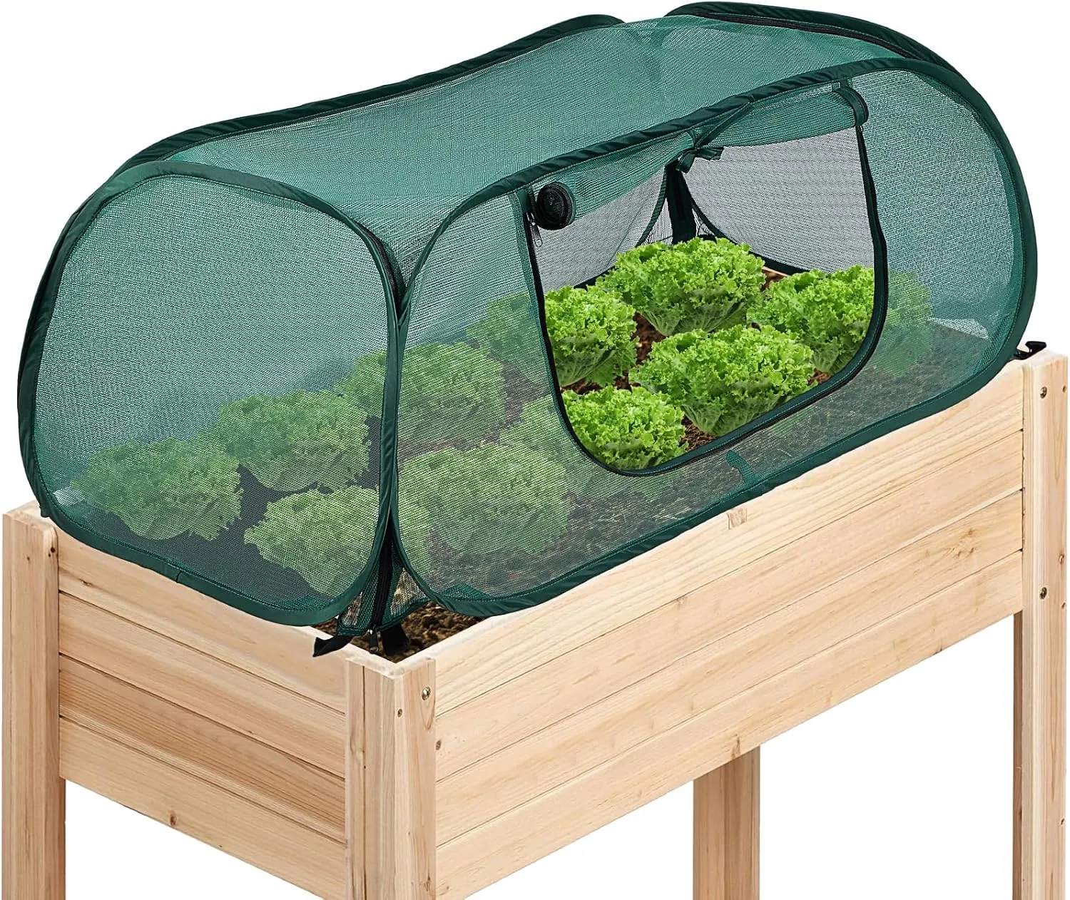 Raised Bed Cover, Crop Cage, Plant Guard, and Garden Mesh Netting Tent - 30% Sunblock Shade Cloth with Metal Anchoring Spikes - Protects Plants Against Birds and Small Animals - 45"x22"x16"