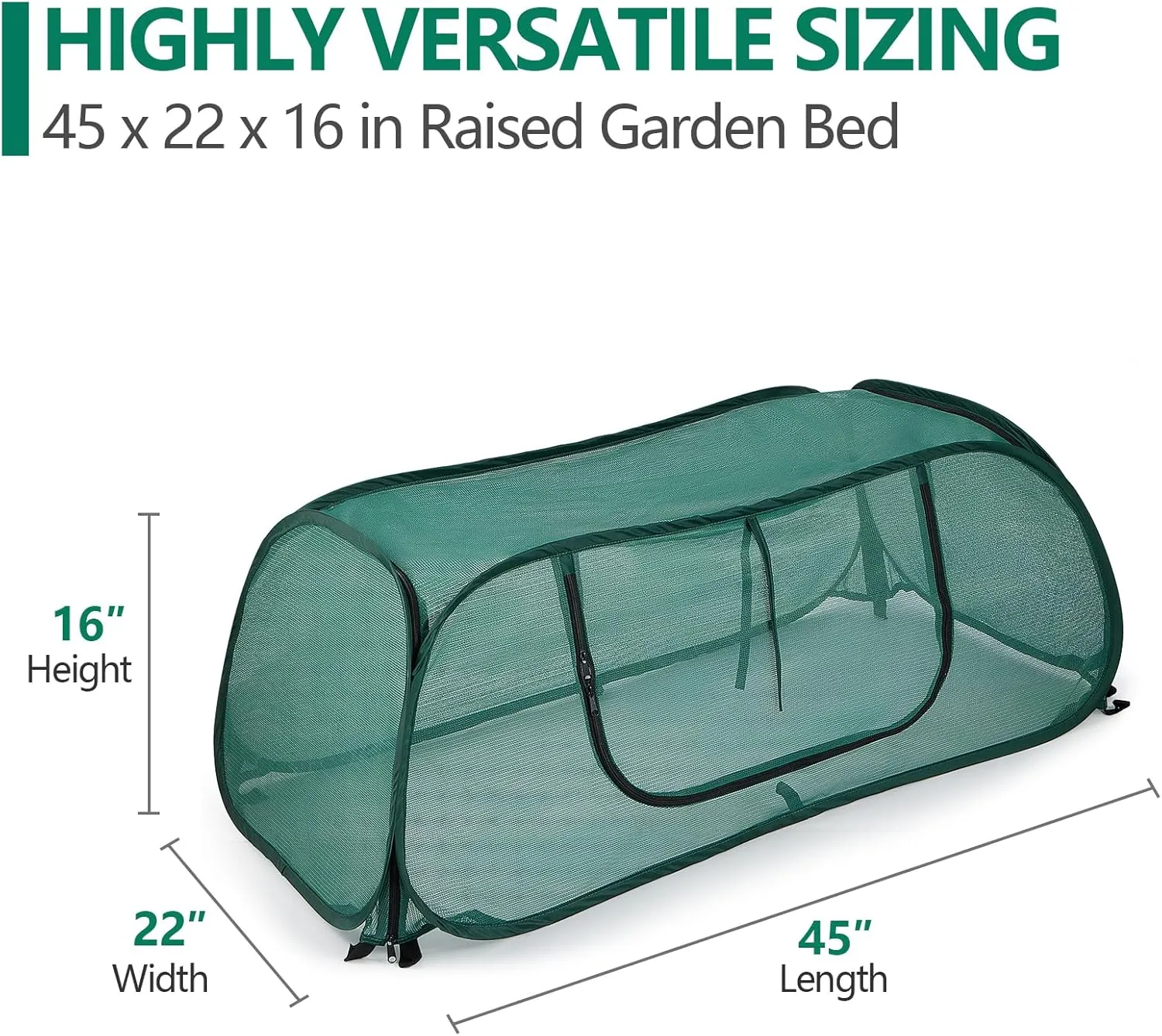 Raised Bed Cover, Crop Cage, Plant Guard, and Garden Mesh Netting Tent - 30% Sunblock Shade Cloth with Metal Anchoring Spikes - Protects Plants Against Birds and Small Animals - 45"x22"x16"