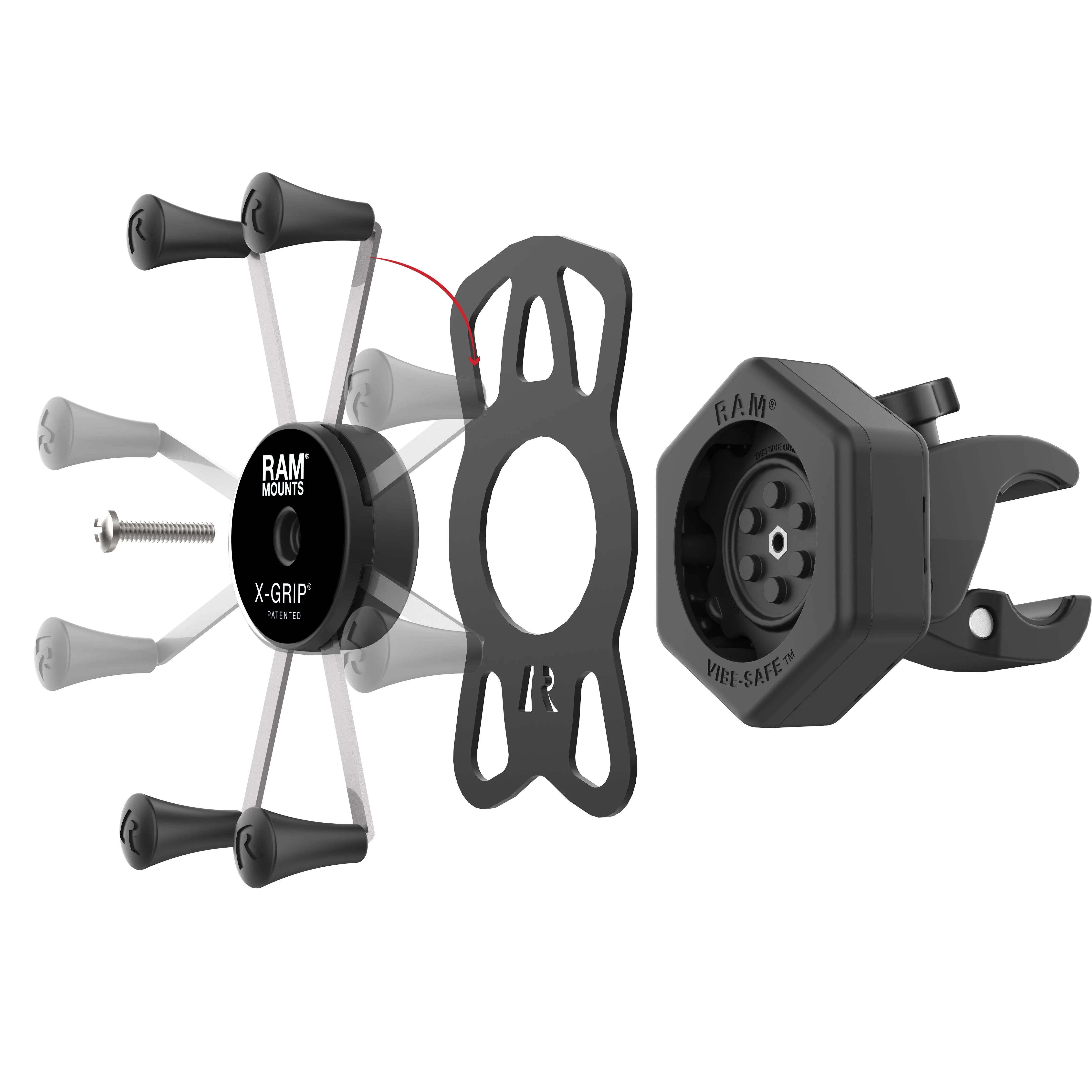 RAM® X-Grip® Large Phone Mount with Vibe-Safe™ & Small Tough-Claw™ (RAM-HOL-UN10-462-400)