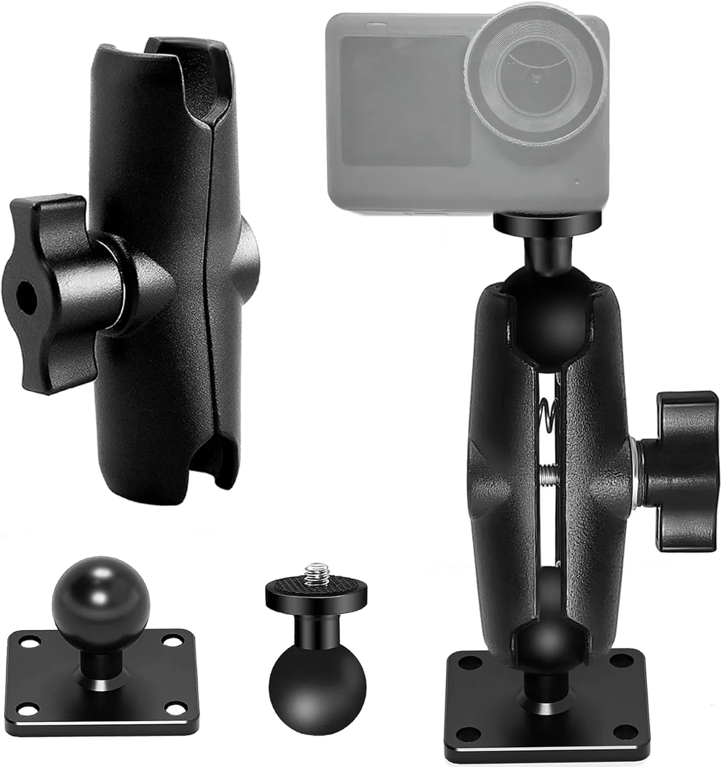 RAM/B Mounts Double Socket Arm 3.7", Ram Phone Mount for Navigator/Cell Phone/Action Camera, with Ram Ball Mount,1" Ball Adapetr Components
