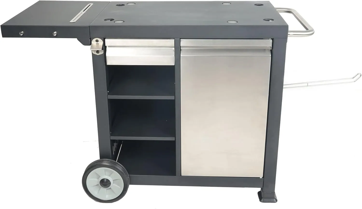 Razor Universal Rolling Prep Cart with Shelves and Storage Drawer for Portable Outdoor Griddle and Grills, Accessory Only, Black