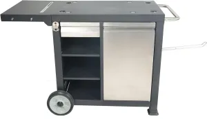 Razor Universal Rolling Prep Cart with Shelves and Storage Drawer for Portable Outdoor Griddle and Grills, Accessory Only, Black
