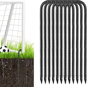 Rebar Stakes 12inch U Shaped,Trampoline Stakes High,8 Pack Feed Garden Ground Stakes Galvanized Steel Tent Stakes Heavy Duty Ground Anchors for Position Kits,Soccer Goals,Tarps and Yard Art