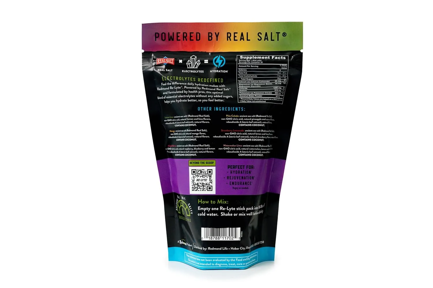 REDMOND Re-Lyte Hydration Electrolyte Powder Mix, Variety Pack, 30 Stick Packs