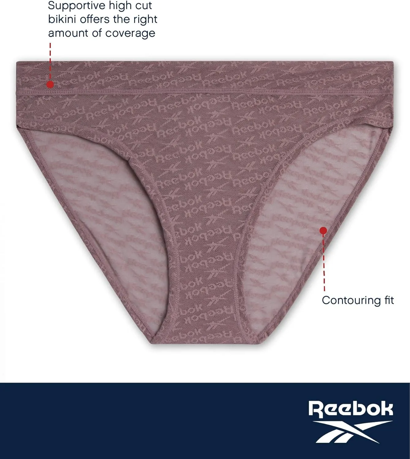 Reebok Womens Bikini Underwear - 6 Pack Lightweight Micro Mesh Bikini Underwear for Women (Sizes: S-XL)
