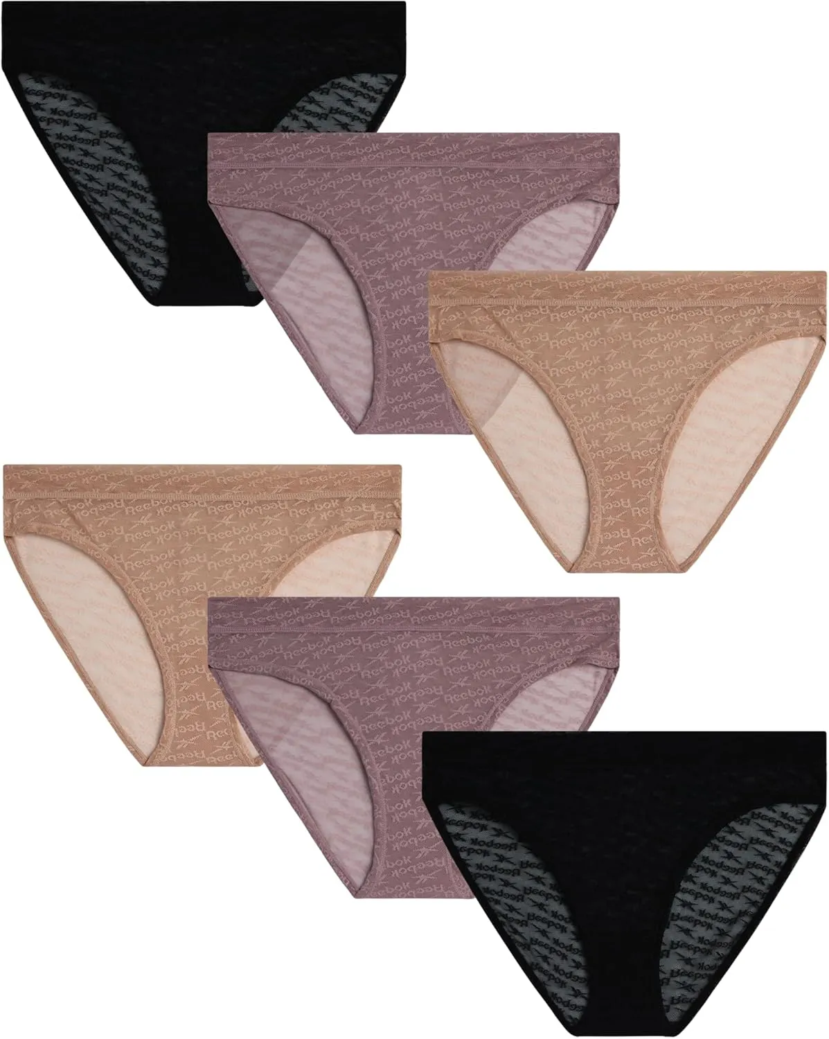 Reebok Womens Bikini Underwear - 6 Pack Lightweight Micro Mesh Bikini Underwear for Women (Sizes: S-XL)