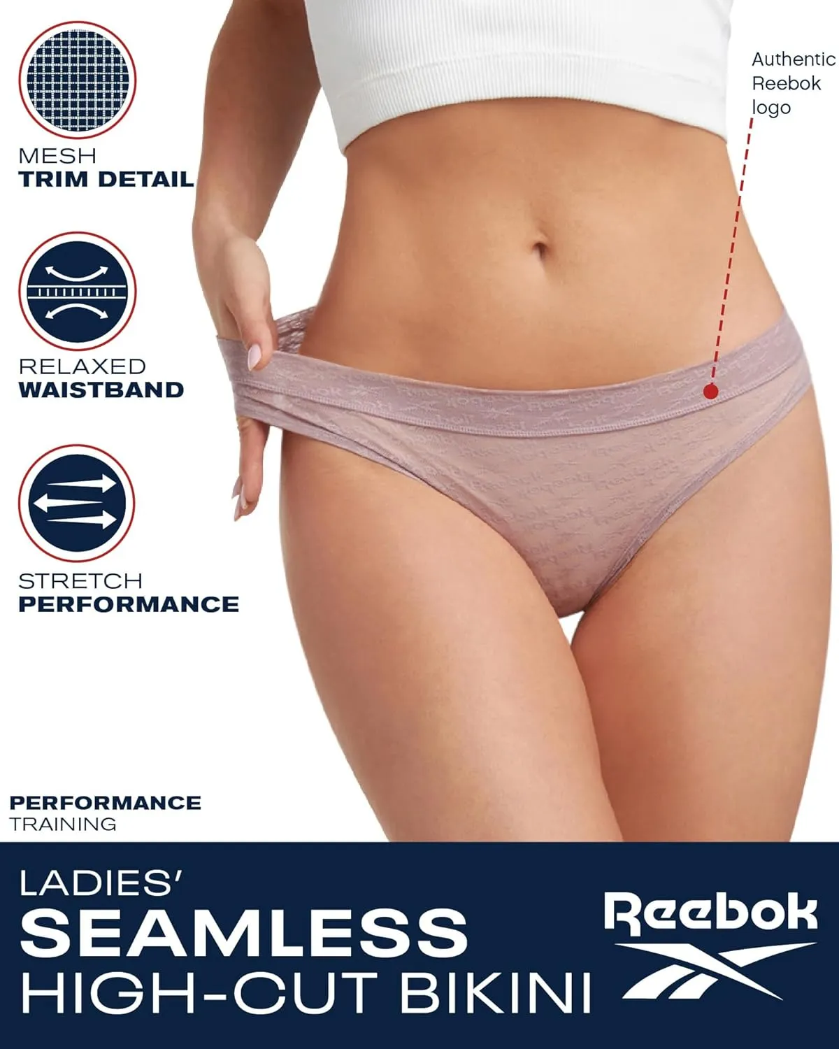 Reebok Womens Bikini Underwear - 6 Pack Lightweight Micro Mesh Bikini Underwear for Women (Sizes: S-XL)