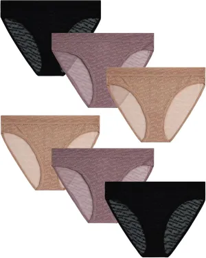 Reebok Womens Bikini Underwear - 6 Pack Lightweight Micro Mesh Bikini Underwear for Women (Sizes: S-XL)