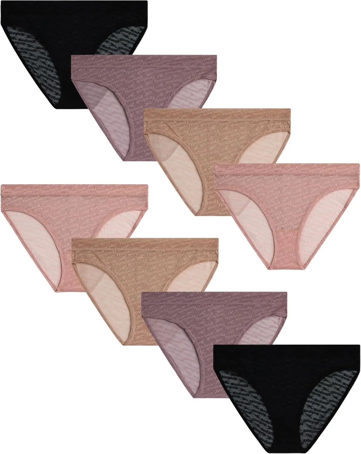 Reebok Womens Bikini Underwear - 8 Pack Lightweight Micro Mesh Bikini Underwear for Women (Sizes: S-XL)