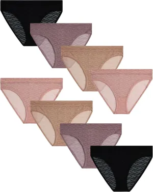 Reebok Womens Bikini Underwear - 8 Pack Lightweight Micro Mesh Bikini Underwear for Women (Sizes: S-XL)