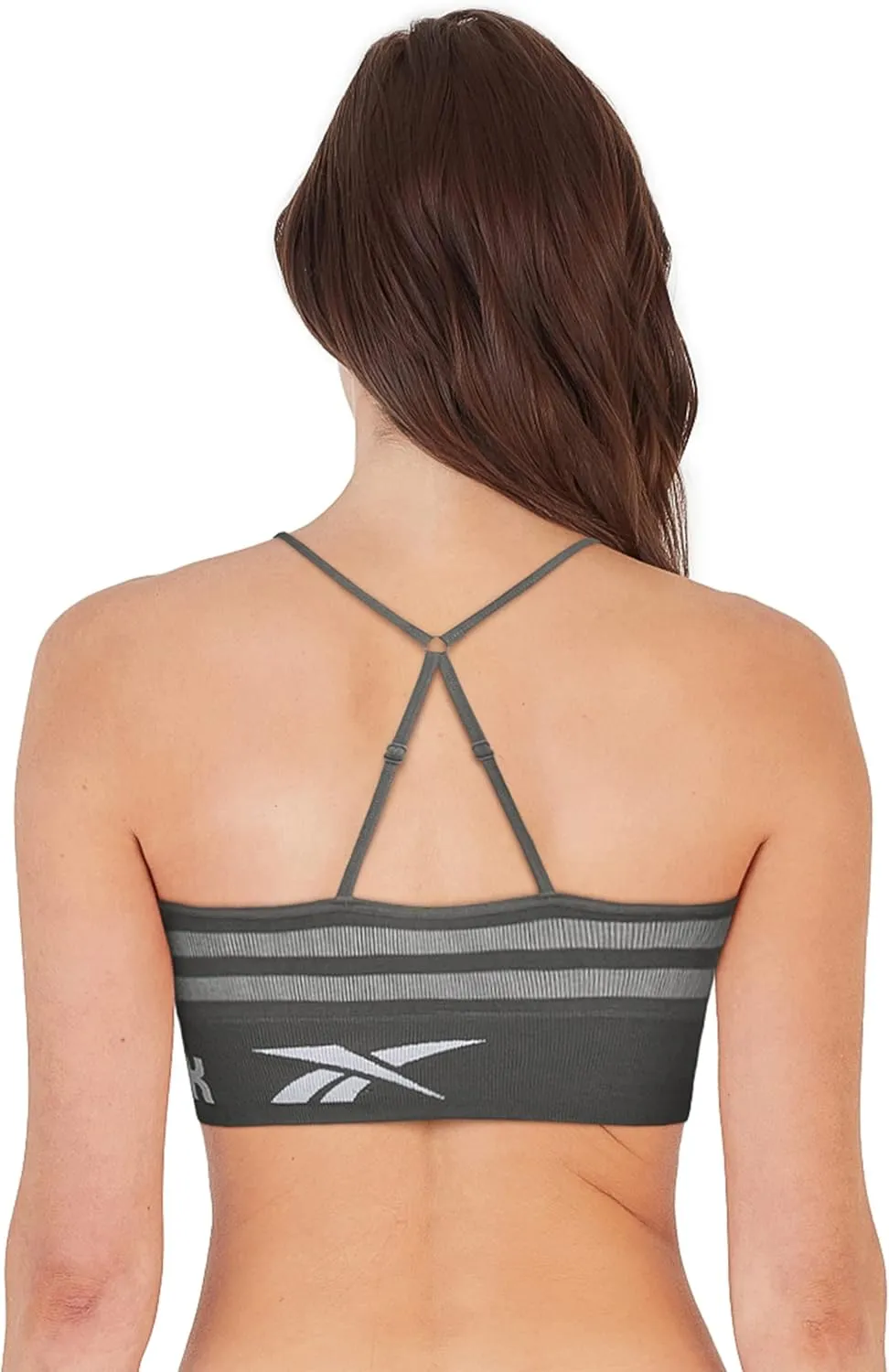 Reebok Women's Everyday Bra - 2 Pack Lightweight Stretch Performance Longline Cami Bralette - Seamless Bras for Women (S-XL)