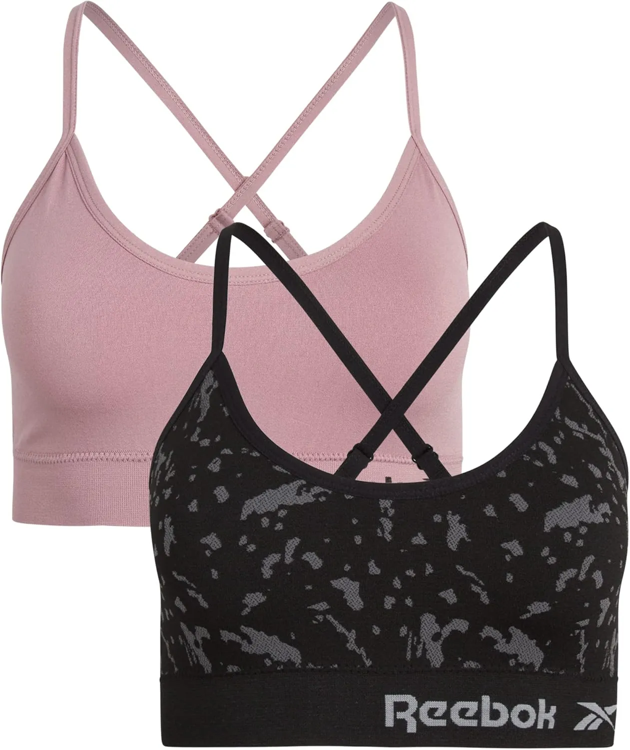 Reebok Women's Lightweight Soft Stretch Performance Cami Seamless Bralette, 2 Pack