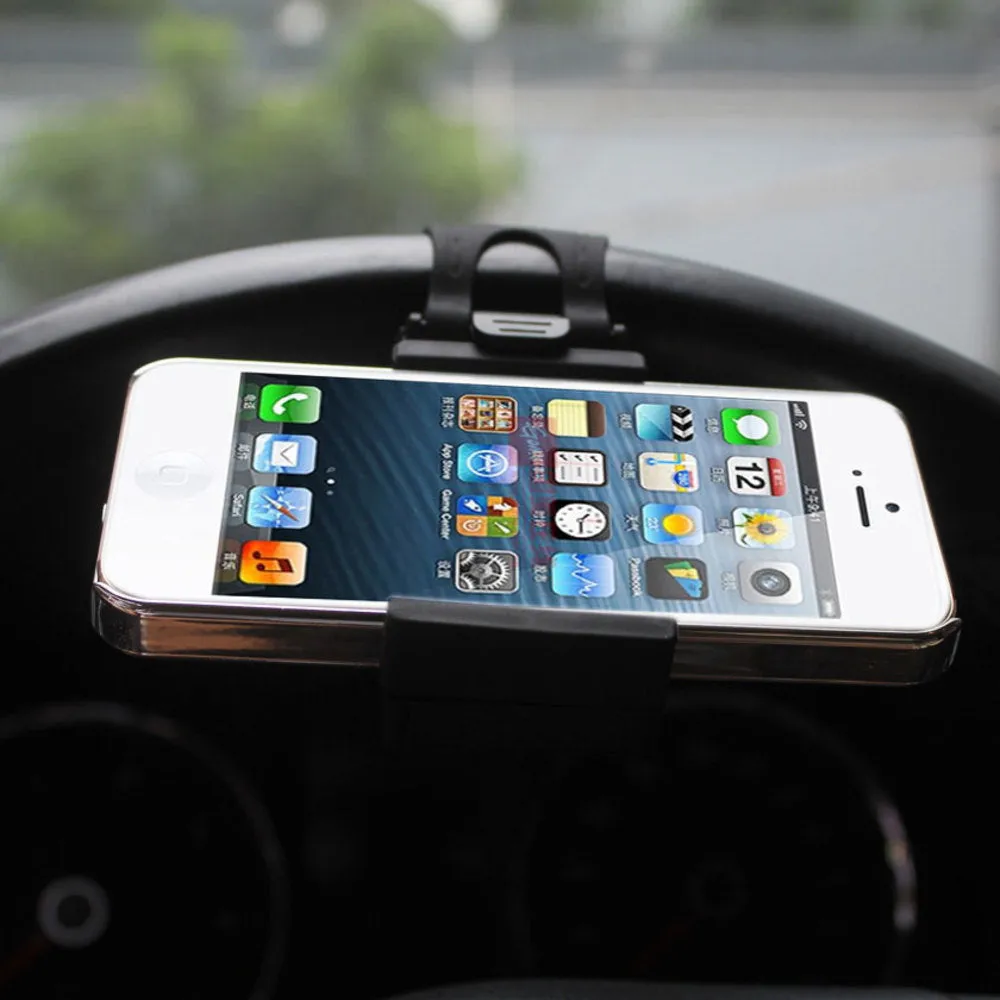 Reiko Car Steering Wheel Phone Socket Holder Black