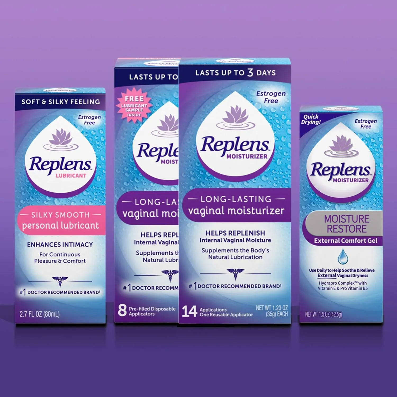 Replens Vaginal Moisturizer, Long-Lasting Replens Moisturizer with Reusable Vaginal Applicator, 14 Count