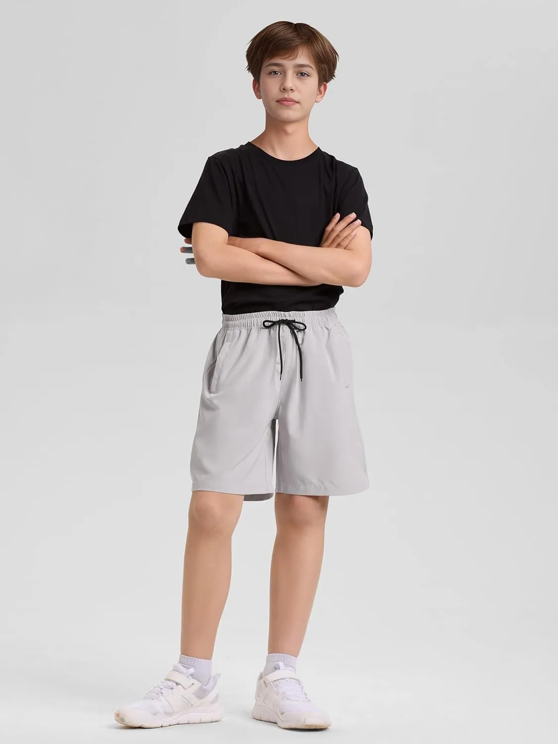 Resinta 3 Pack Boys Athletic Shorts with Zipper Pockets Dry Fit Lightweight Hiking Cargo Shorts for Gym Outdoors