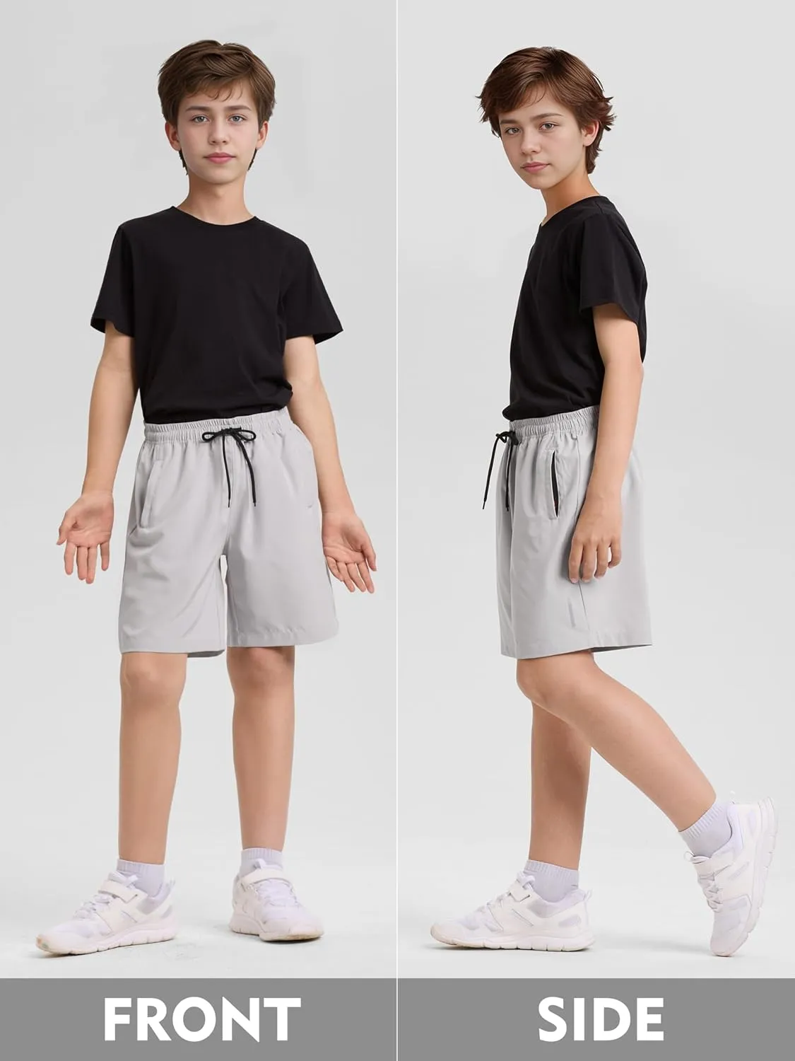 Resinta 3 Pack Boys Athletic Shorts with Zipper Pockets Dry Fit Lightweight Hiking Cargo Shorts for Gym Outdoors