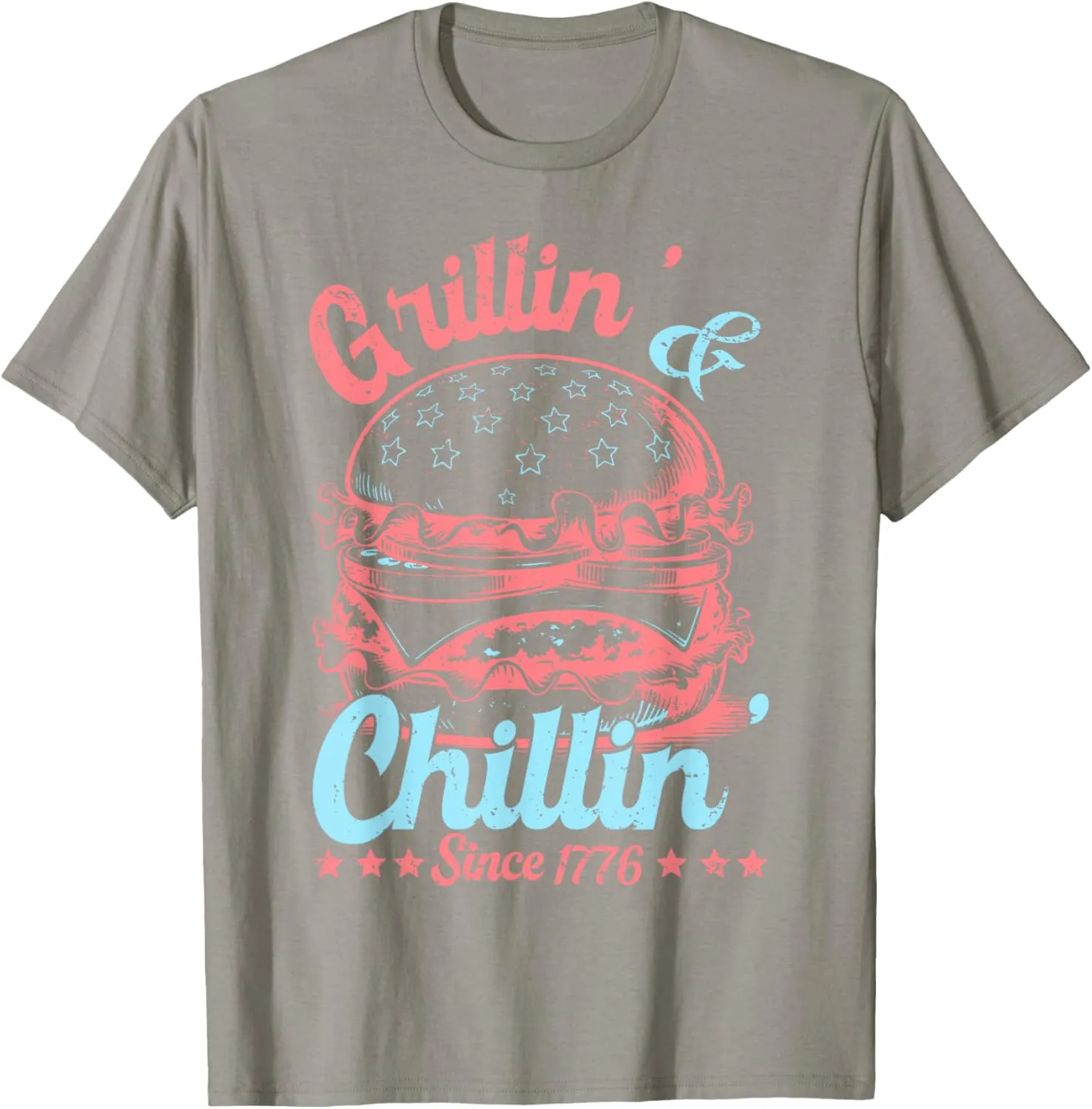 Retro Grillin & Chillin Since 1776 Funny 4th Of July Burger T-Shirt