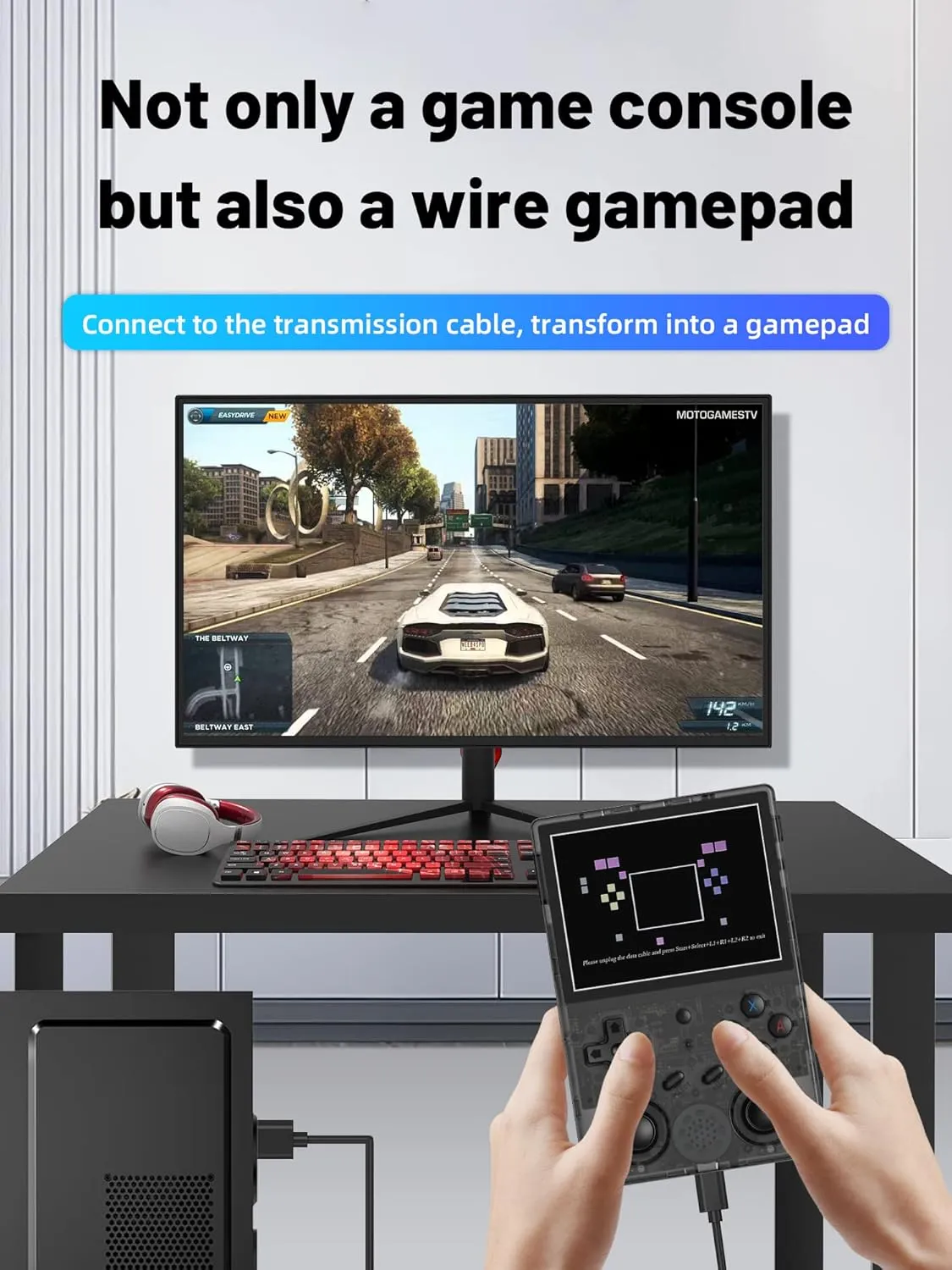 RG353V Handheld Game Console , Dual OS Android 11 and Linux System Support 5G WiFi 4.2 Bluetooth Moonlight Streaming TV Output Built-in 64G SD Card 4452 Games (RG353V-Transparent Black New)