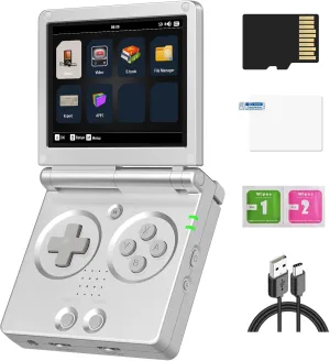 RG35XXSP Handheld Retro Game Console 3.5" IPS Screen 64GB TF Card with 5500  Games, 3300mAH Battery Support WiFi Bluetooth HD(Silvery)