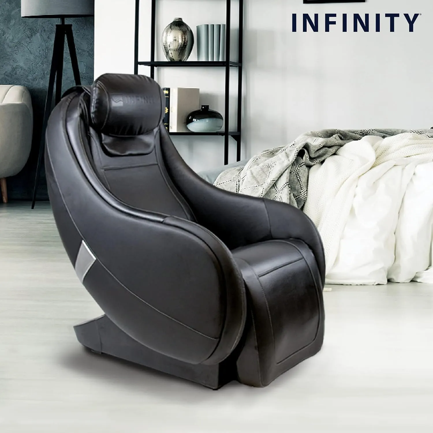 Riage CS, Compact Shiatsu Massage Chair, Featuring Zero-Gravity Recliner, Lumbar Heat, and Four-Node Massage Robot, Tapping, Kneading, Roller-Massaging Techniques (Brown)