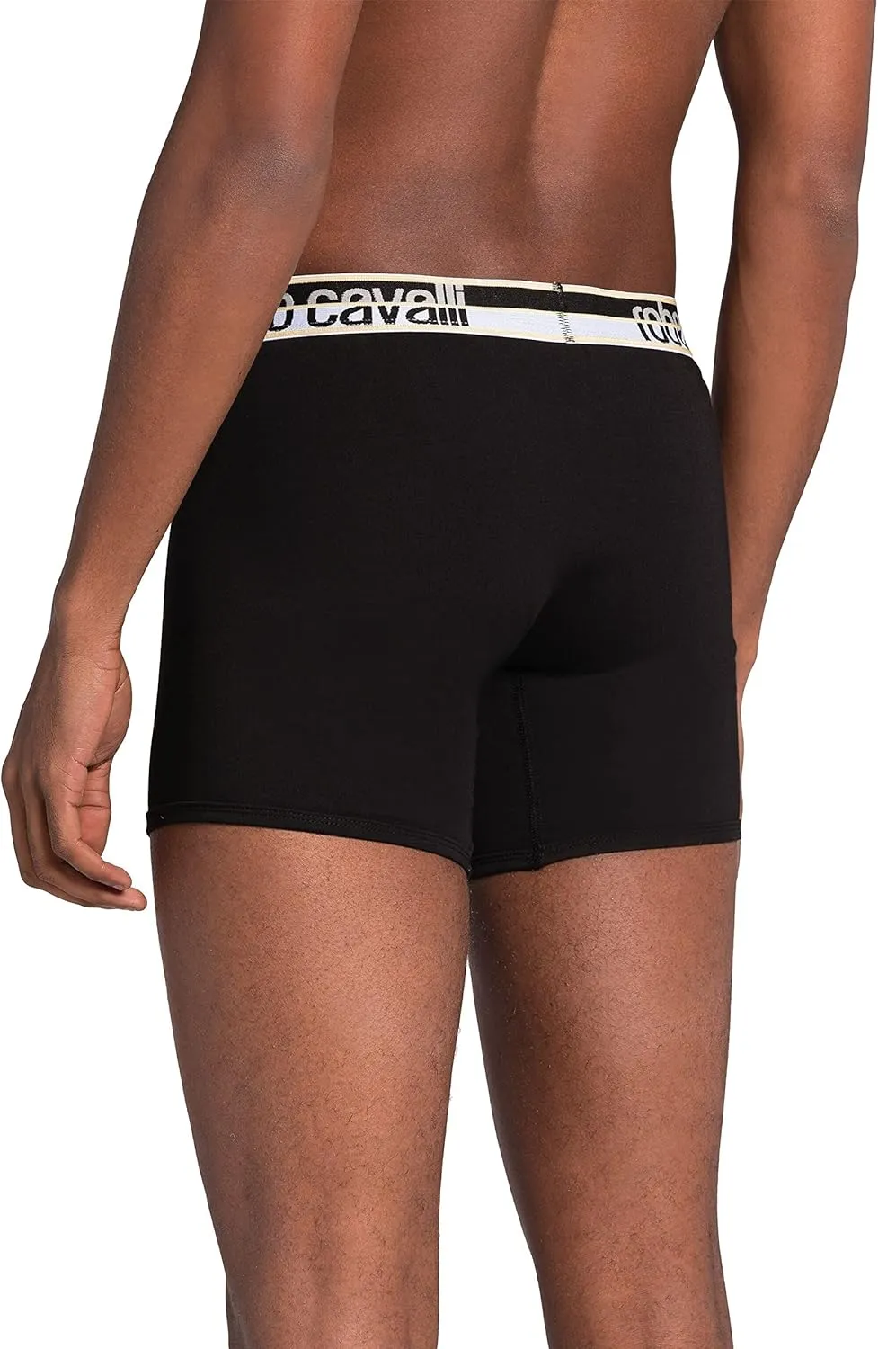 ROBERTO CAVALLI Black Cotton Jersey Stretch Boxer Brief-2-Pack- for mens