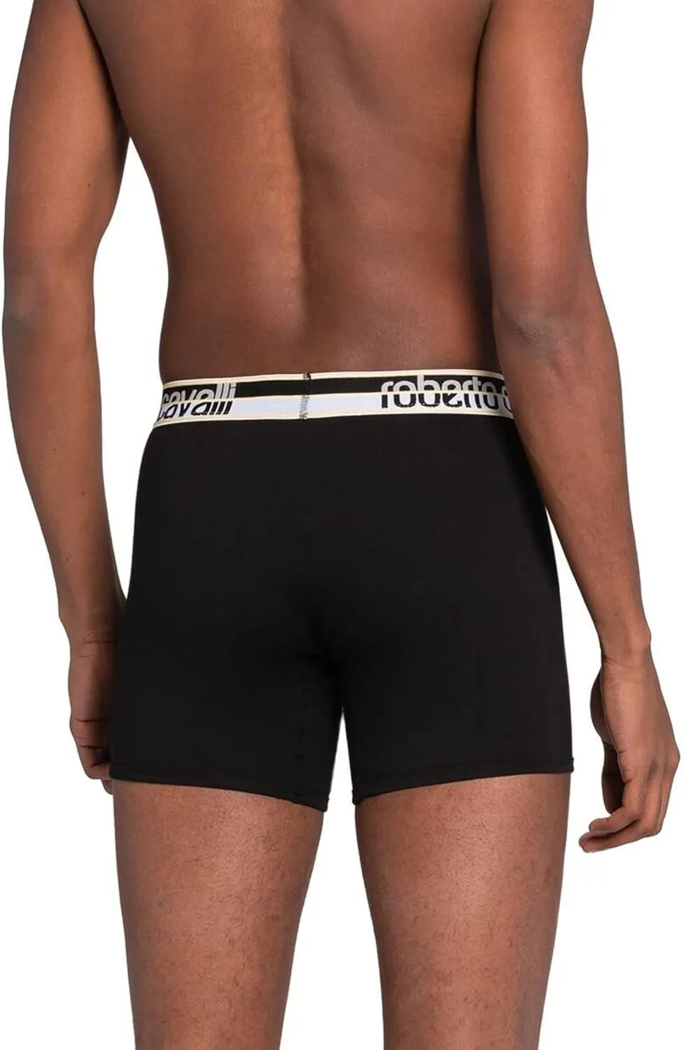ROBERTO CAVALLI Black Cotton Jersey Stretch Boxer Brief-2-Pack- for mens