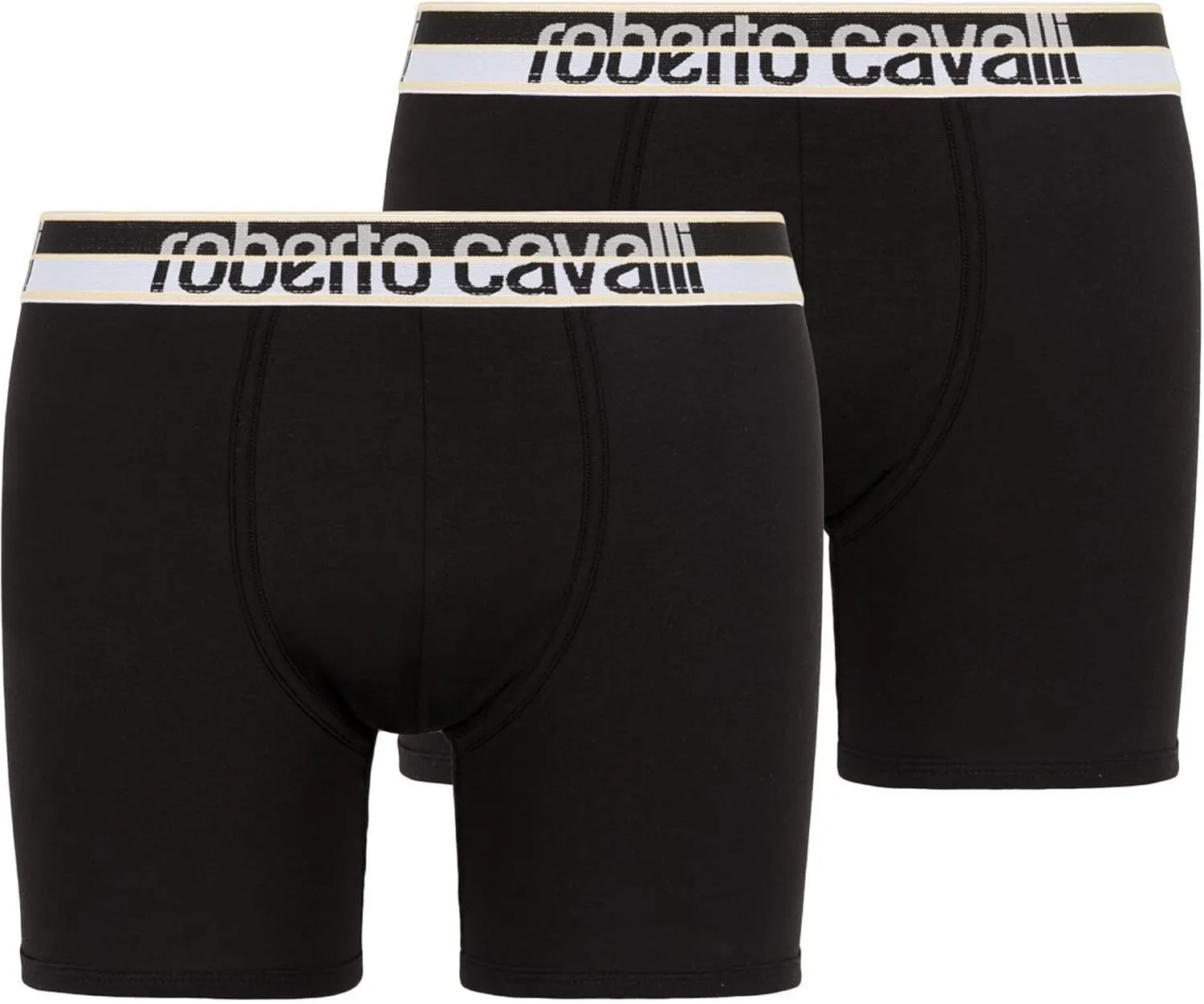 ROBERTO CAVALLI Black Cotton Jersey Stretch Boxer Brief-2-Pack- for mens