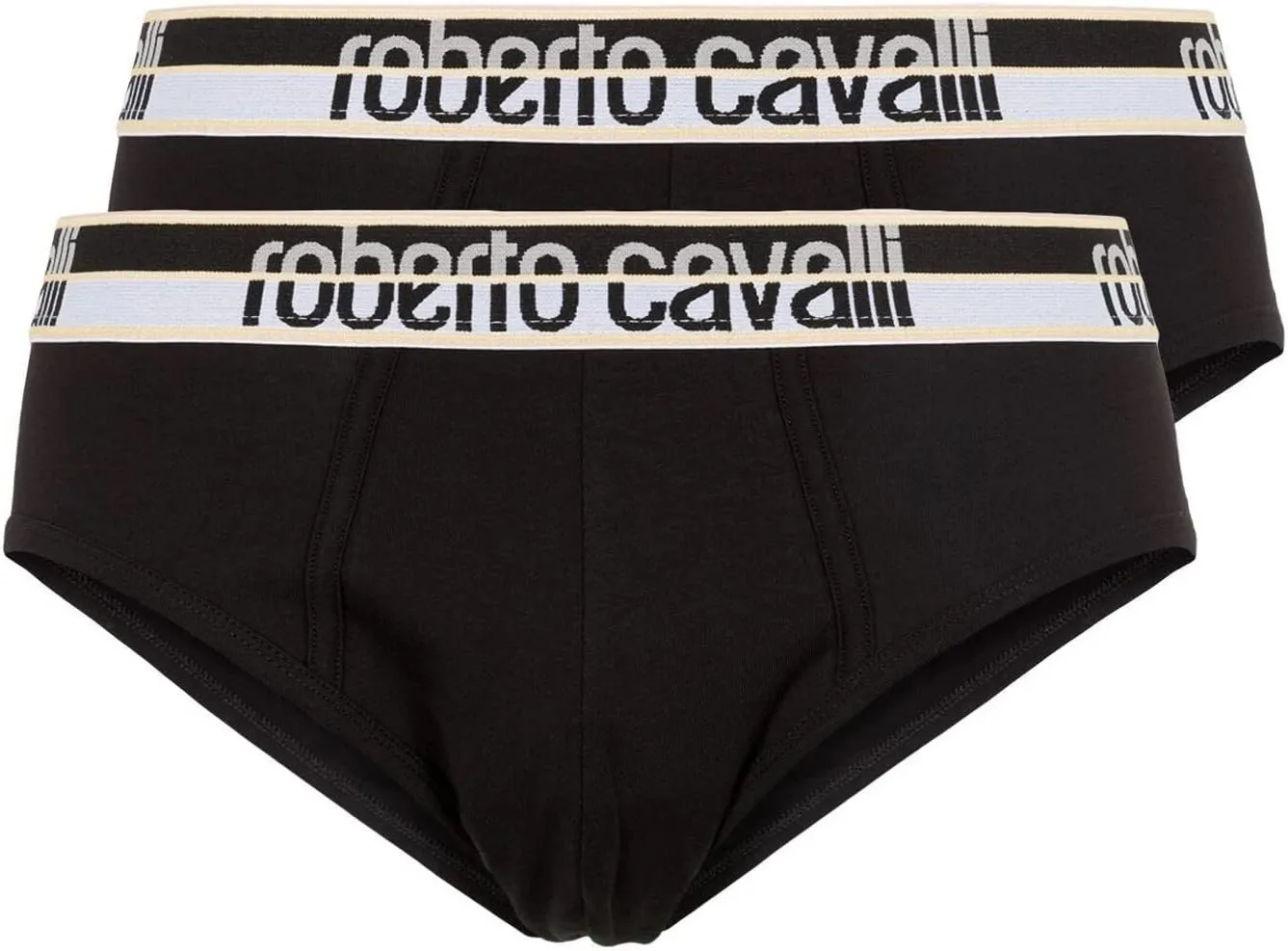 ROBERTO CAVALLI Black Cotton Jersey Stretch Brief Slip-2-Pack- for mens