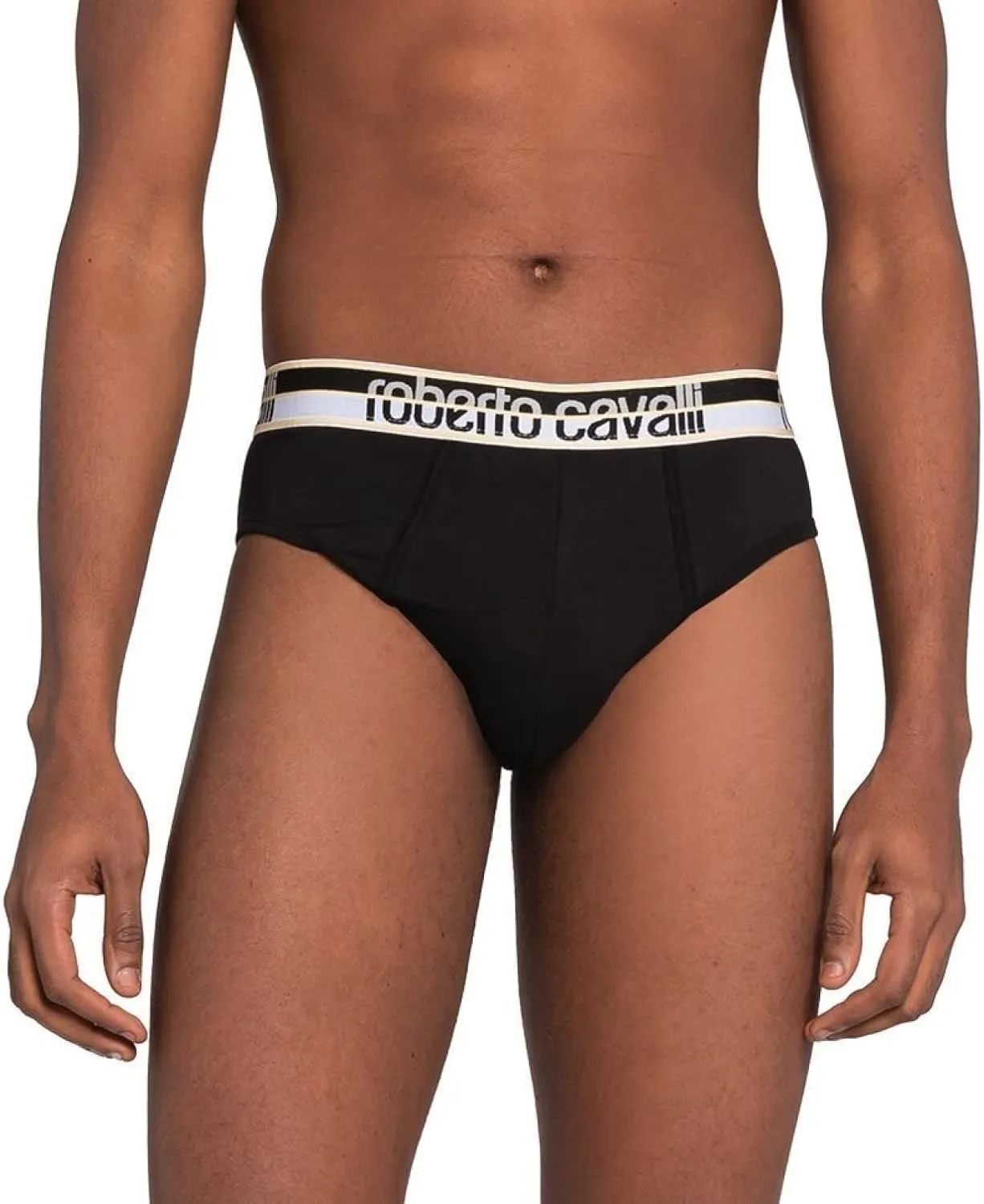 ROBERTO CAVALLI Black Cotton Jersey Stretch Brief Slip-2-Pack- for mens