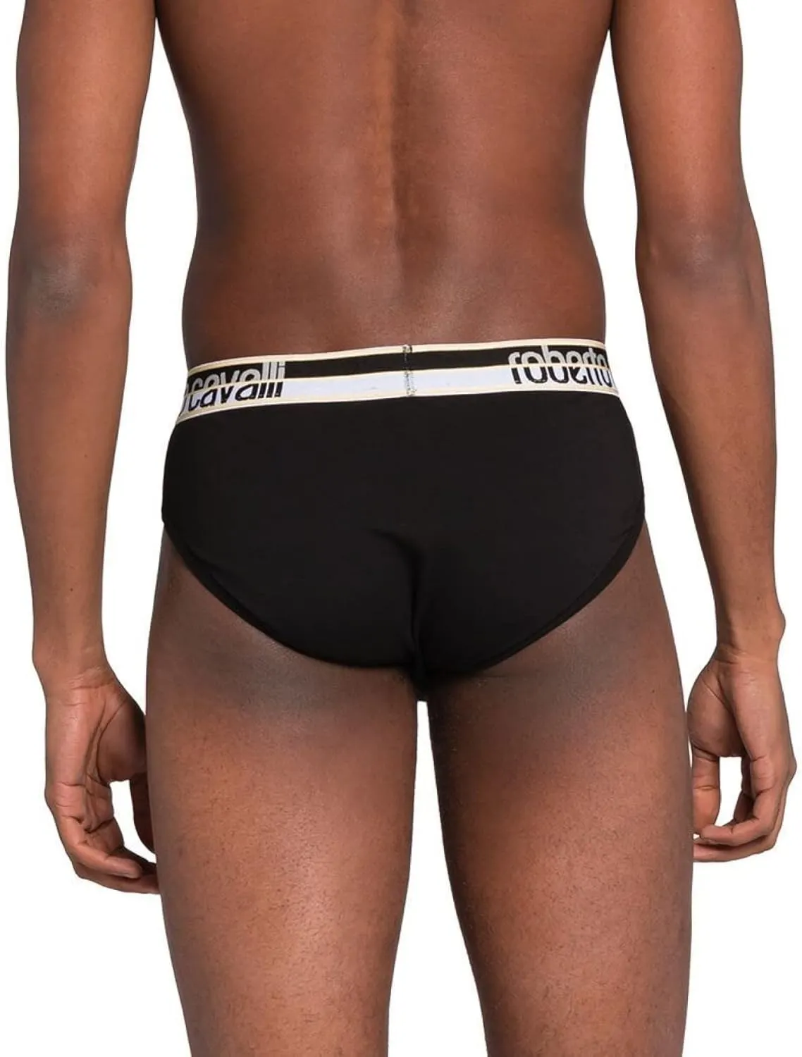 ROBERTO CAVALLI Black Cotton Jersey Stretch Brief Slip-2-Pack- for mens