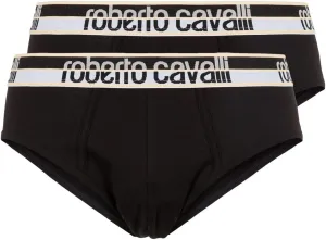 ROBERTO CAVALLI Black Cotton Jersey Stretch Brief Slip-2-Pack- for mens