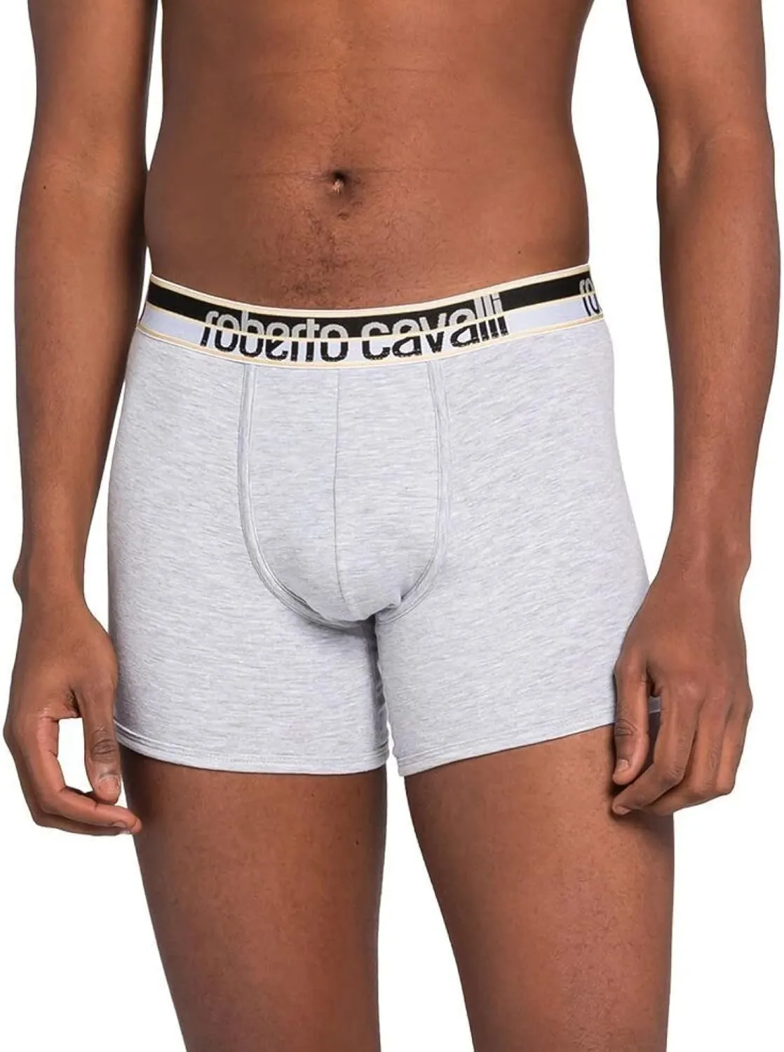 ROBERTO CAVALLI Grey Melange Cotton Jersey Stretch Boxer Brief-2-Pack- for mens